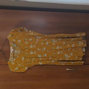 BAND of Gypsies Mustard Floral Y2K Dress Size Medium